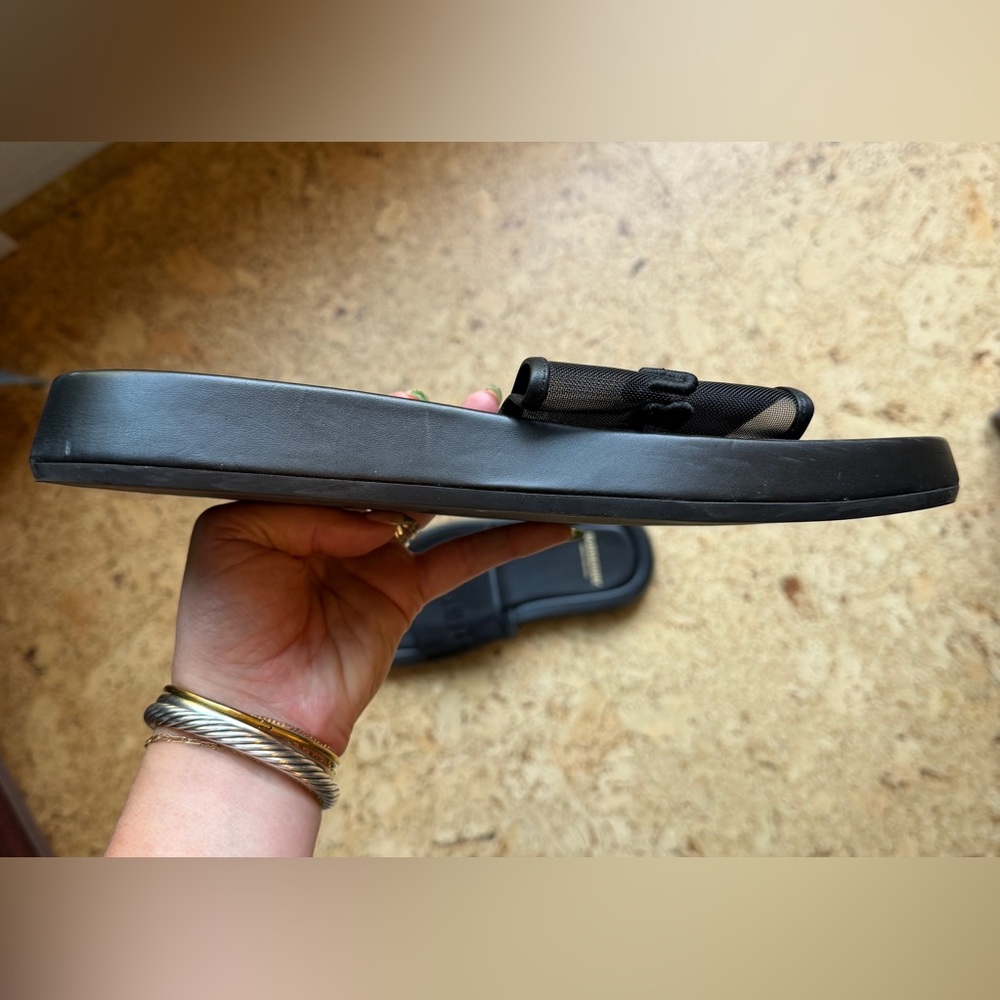 Burberry ‘Buckingham’ Mesh & Leather Logo Slides - Picture 9 of 14